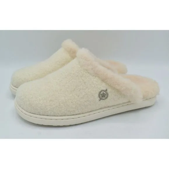Born Womens Size 7 Zoe White White Wool Combo Open Back Clogs Slippers Shoes