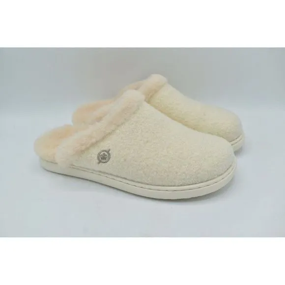 Born Womens Size 7 Zoe White White Wool Combo Open Back Clogs Slippers Shoes