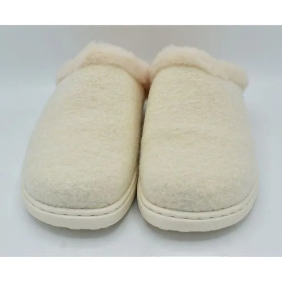 Born Womens Size 7 Zoe White White Wool Combo Open Back Clogs Slippers Shoes