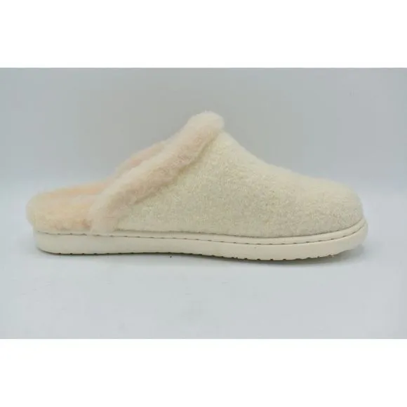 Born Womens Size 7 Zoe White White Wool Combo Open Back Clogs Slippers Shoes