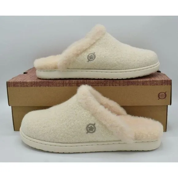 Born Womens Size 7 Zoe White White Wool Combo Open Back Clogs Slippers Shoes