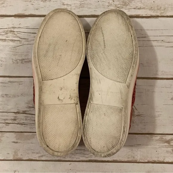 Bottega Veneta Red Woven Python slip on sneakers