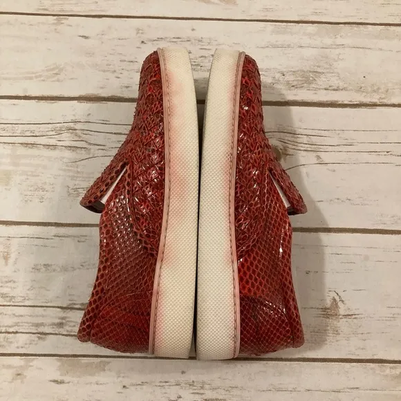 Bottega Veneta Red Woven Python slip on sneakers