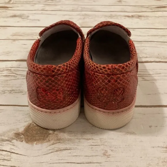 Bottega Veneta Red Woven Python slip on sneakers