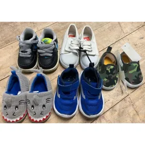 Boys Infant Shoes Size 3 Lot of (5) Sneakers Nike Slippers Shark Camo GUC New