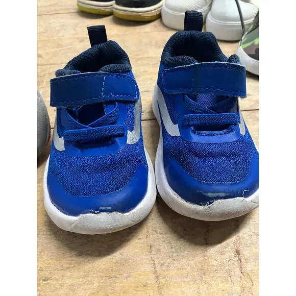 Boys Infant Shoes Size 3 Lot of (5) Sneakers Nike Slippers Shark Camo GUC New