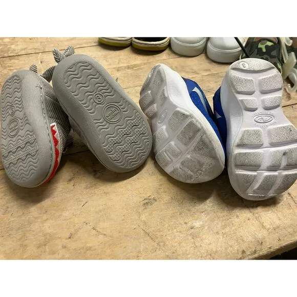 Boys Infant Shoes Size 3 Lot of (5) Sneakers Nike Slippers Shark Camo GUC New