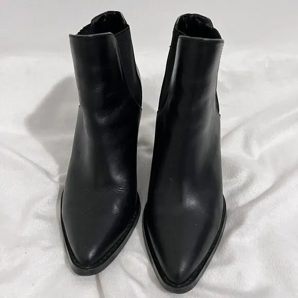 BP Lex Black Leather Pointed Ankle Boots Size 7.5 Minimalist Preppy Bootie City