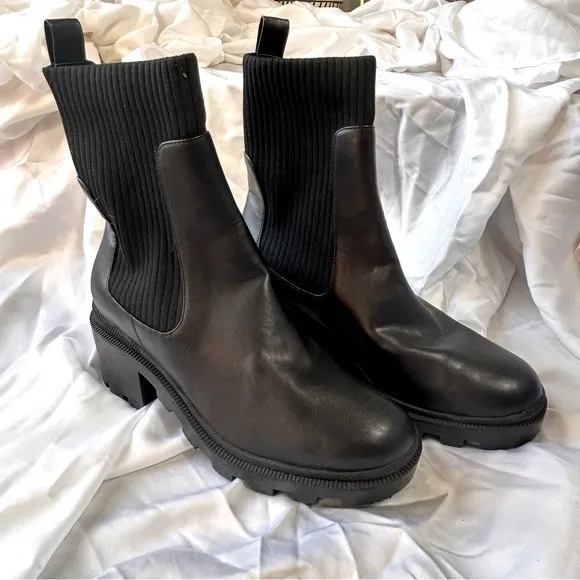 BP NWOB Black With Black Cloth Combat Moto Boots- Size 8