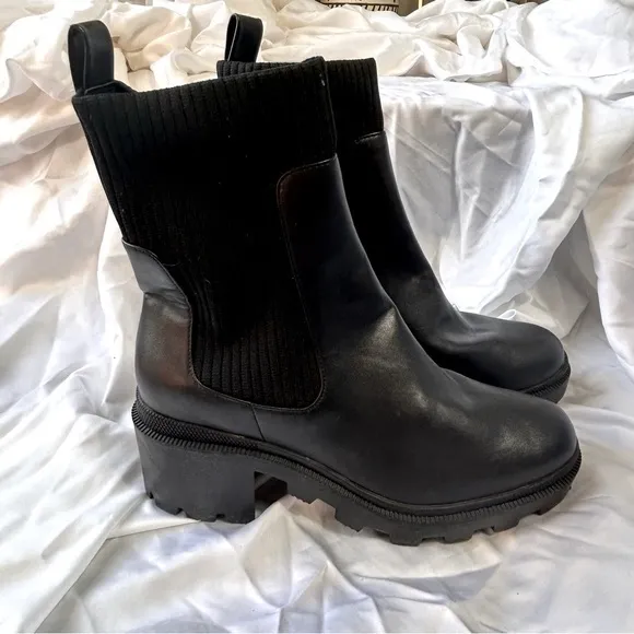 BP NWOB Black With Black Cloth Combat Moto Boots- Size 8
