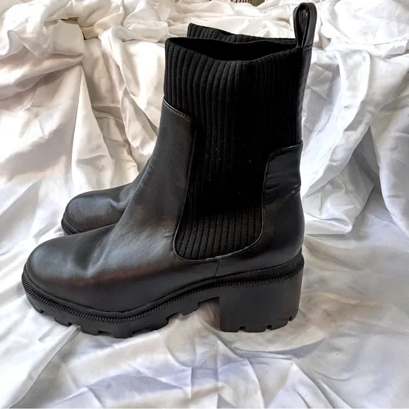 BP NWOB Black With Black Cloth Combat Moto Boots- Size 8