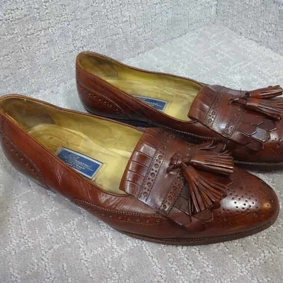 BRAGANO Cole Haan Mens Size 12M Brown Leather Tassel Loafers Italian Dress Shoes