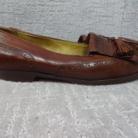 BRAGANO Cole Haan Mens Size 12M Brown Leather Tassel Loafers Italian Dress Shoes