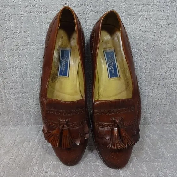 BRAGANO Cole Haan Mens Size 12M Brown Leather Tassel Loafers Italian Dress Shoes
