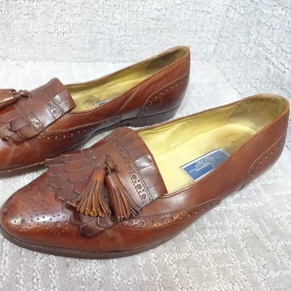 BRAGANO Cole Haan Mens Size 12M Brown Leather Tassel Loafers Italian Dress Shoes
