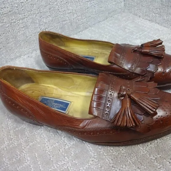 BRAGANO Cole Haan Mens Size 12M Brown Leather Tassel Loafers Italian Dress Shoes