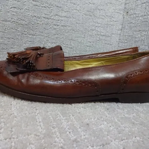 BRAGANO Cole Haan Mens Size 12M Brown Leather Tassel Loafers Italian Dress Shoes