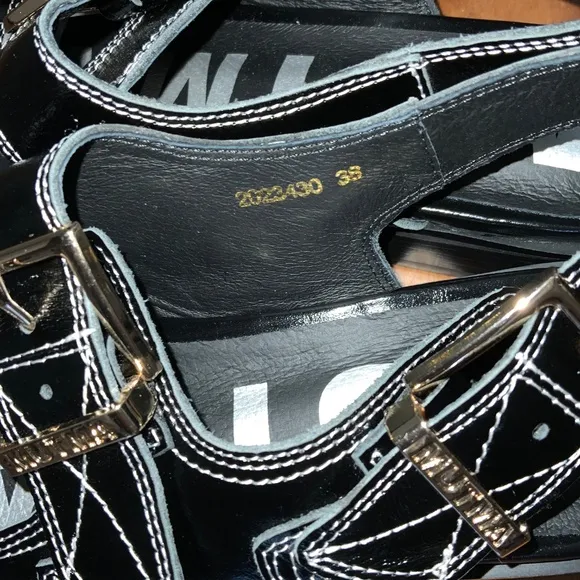 BRAND NEW MUTMA Free People KAITA Black Waxed Leather Buckle Sandals / Shoes (8)