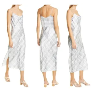 BRAND NEW Vince satin slip midi dress in gray size 10 new with tags