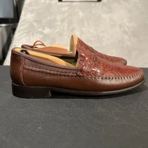 Brass Boot Loafers Men's 9 M Brown Leather Genuine Caiman Alligator