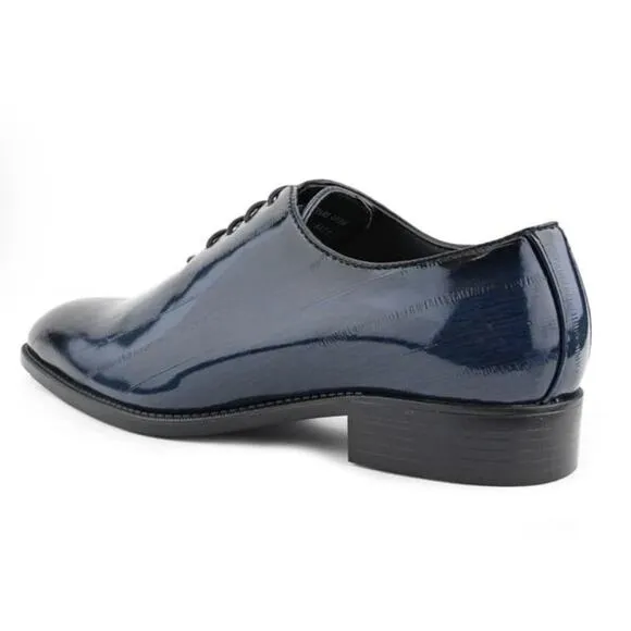 Brayden Boland Mens Navy Eel Skin Shiny Oxford Special Occasion Shoes Sz 10 NEW