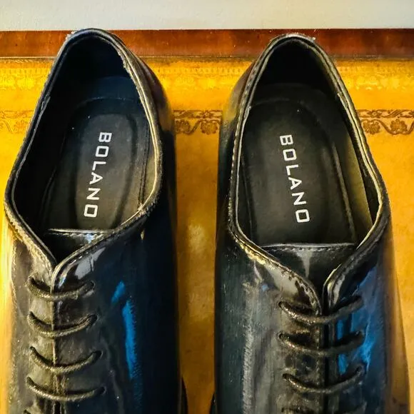 Brayden Boland Mens Navy Eel Skin Shiny Oxford Special Occasion Shoes Sz 10 NEW