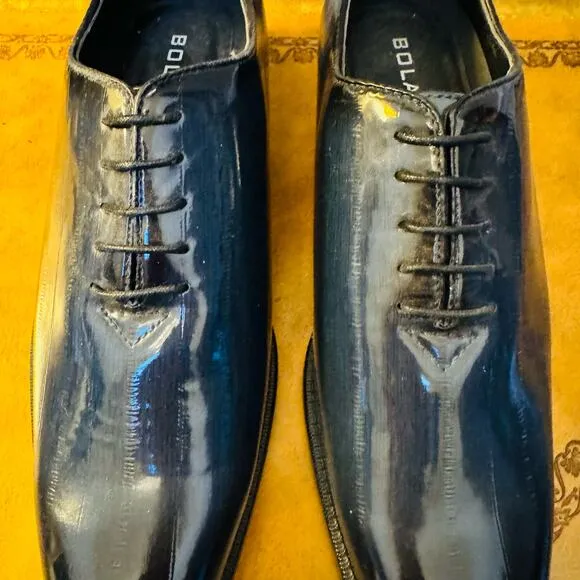 Brayden Boland Mens Navy Eel Skin Shiny Oxford Special Occasion Shoes Sz 10 NEW