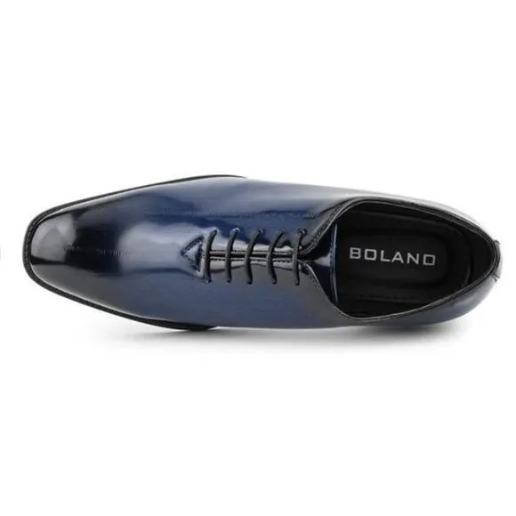 Brayden Boland Mens Navy Eel Skin Shiny Oxford Special Occasion Shoes Sz 10 NEW