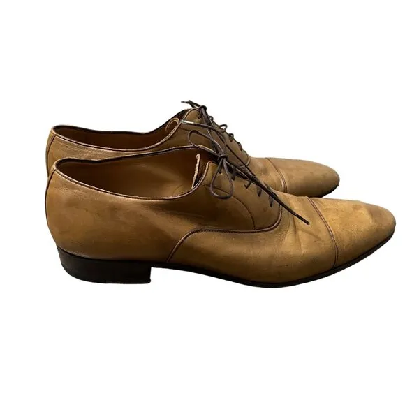 Brioni Tan Cap Toe Supple Leather Business Dress Shoes Mens Size 7