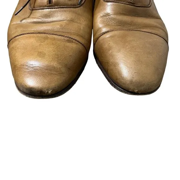 Brioni Tan Cap Toe Supple Leather Business Dress Shoes Mens Size 7