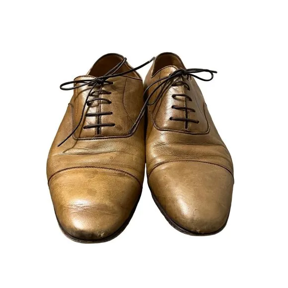 Brioni Tan Cap Toe Supple Leather Business Dress Shoes Mens Size 7