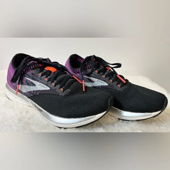 Brooks Women’s Ricochet Running Shoe Black/Purple/Coral Size 8.5