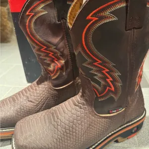 Brown and Red Cowboy Boots with Durable Soles