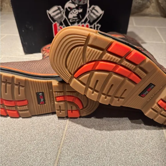 Brown and Red Cowboy Boots with Durable Soles