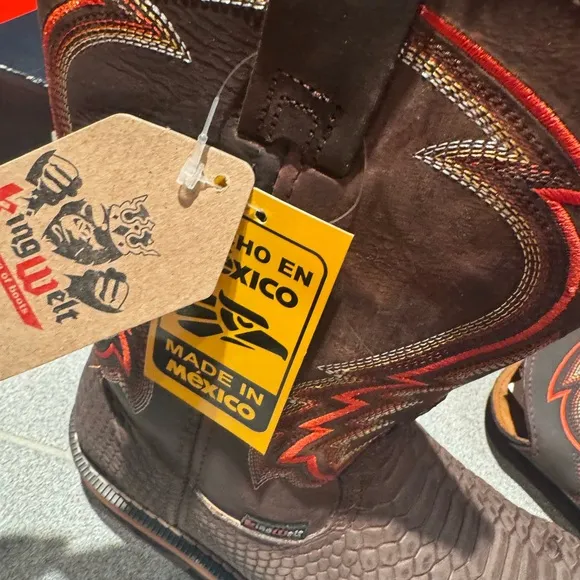 Brown and Red Cowboy Boots with Durable Soles