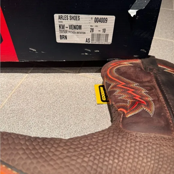 Brown and Red Cowboy Boots with Durable Soles