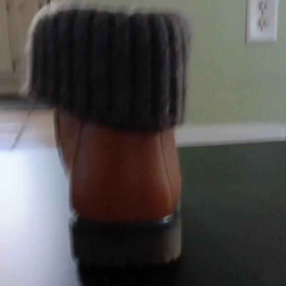 Brown Kids Boots with Gray Cuffs