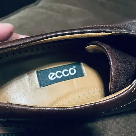 BROWN 45 ECCO Lace Up Leather dress shoes with comfort soles SIZE 11/11.5 US