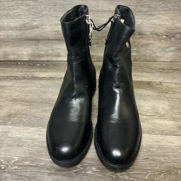 Bruglia | Black Leather Ankle Boots With Button Detail Size 36 NEW