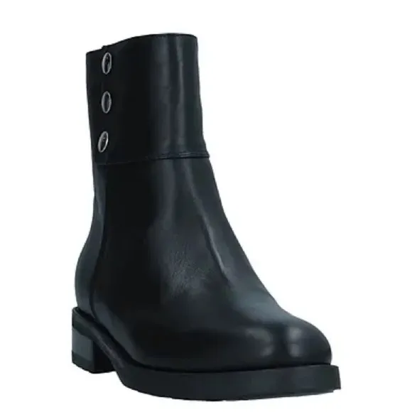 Bruglia | Black Leather Ankle Boots With Button Detail Size 36 NEW