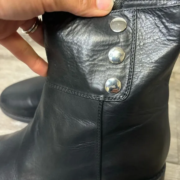 Bruglia | Black Leather Ankle Boots With Button Detail Size 36 NEW