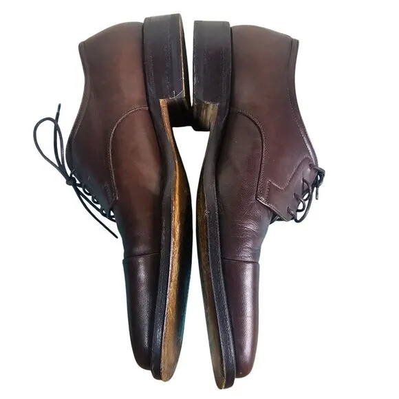 Bruno Magli Mens Branson Brown Leather Oxford Dress Shoes Sz 7M Quiet Luxury