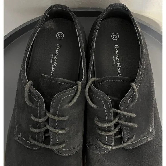 Bruno Marc NY Dark Grey Suede Lace up Oxford Dress Shoes Mens Size 12