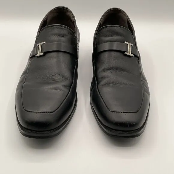 BRUNOMAGLI Pivetto‎ Leather Dress Loafer Shoes Bruno Black Mens Size 7M Slip On