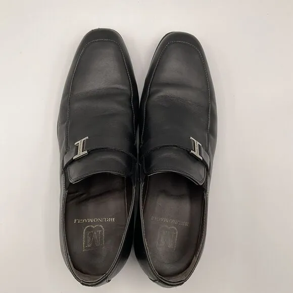 BRUNOMAGLI Pivetto‎ Leather Dress Loafer Shoes Bruno Black Mens Size 7M Slip On