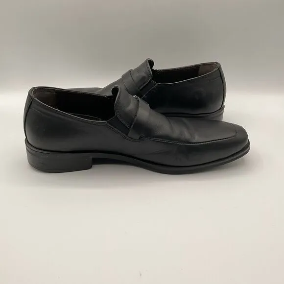 BRUNOMAGLI Pivetto‎ Leather Dress Loafer Shoes Bruno Black Mens Size 7M Slip On
