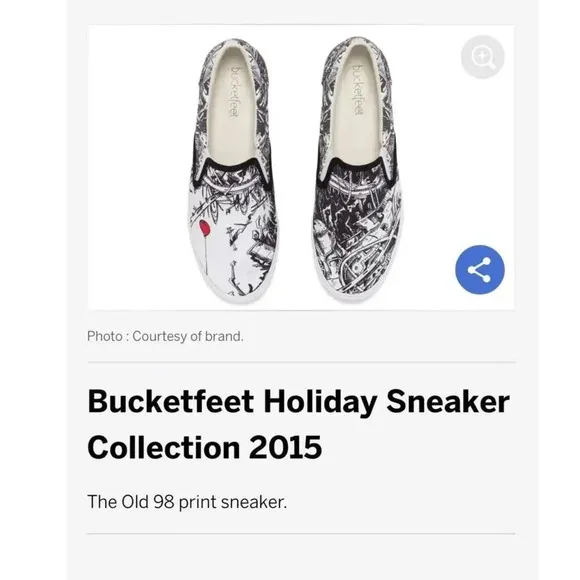 Bucket feet The Old 98 Print Slip On 2015 Holiday Collection Sneaker Women Sz 11