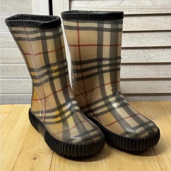 Burberry Kids Plaid Rain Boots. Size 11/12. Good Used Condition