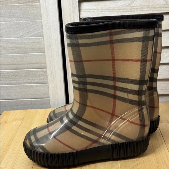Burberry Kids Plaid Rain Boots. Size 11/12. Good Used Condition
