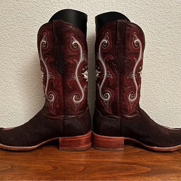 Burgundy Genuine Stingray Cowboy Boots El General